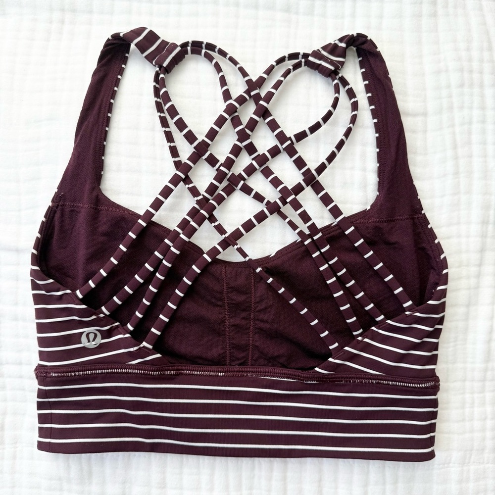 Lululemon Free to Be Bra long line sports bra size 4 purple & white stripe - Picture 3 of 8
